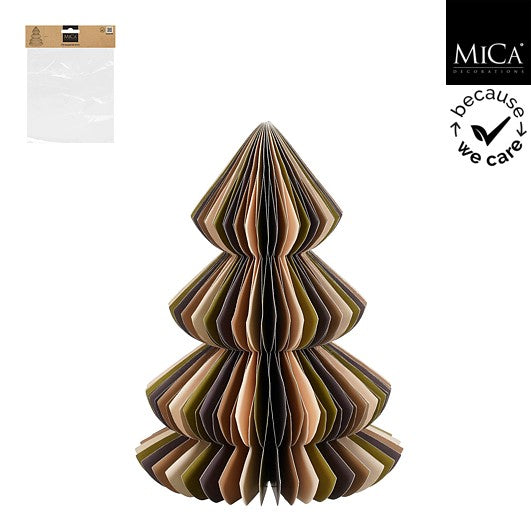 MICA Kerstdeco kerstboom papier 22x30cm - multi