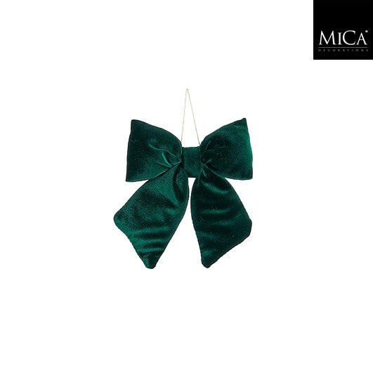 MICA kerstdeco strik velvet 15x17cm - d. groen