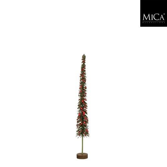 MICA Kerstdeco kerstboom met bessen 42x4.5cm - groen/rood