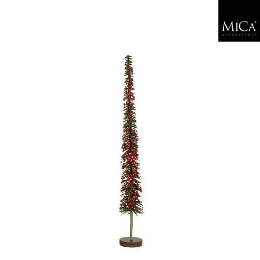 MICA Kerstdeco kerstboom met bessen 58x6.5cm - groen/rood