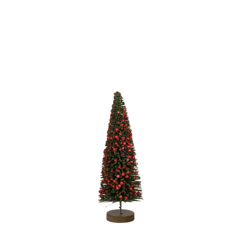 MICA Kerstdeco kerstboom met bessen 28x10cm - groen/rood