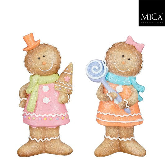 MICA kerstdeco peperkoek meisje 10x6x20cm - multi - ass. (prijs per stuk)
