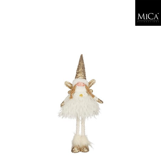 MICA Kerstdeco engel staand - wit/goud