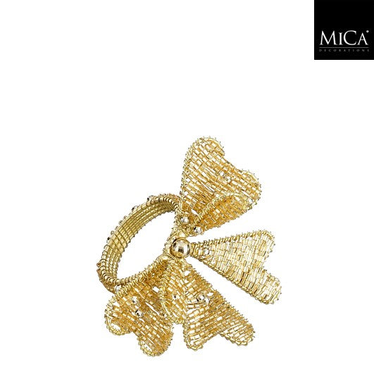 MICA Kerst servetring strik 8x7x6cm - goud