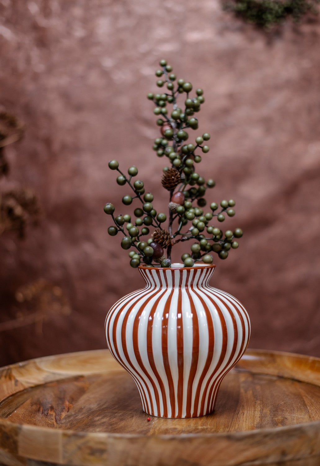 HOME SOCIETY Vaas - terracotta/streep