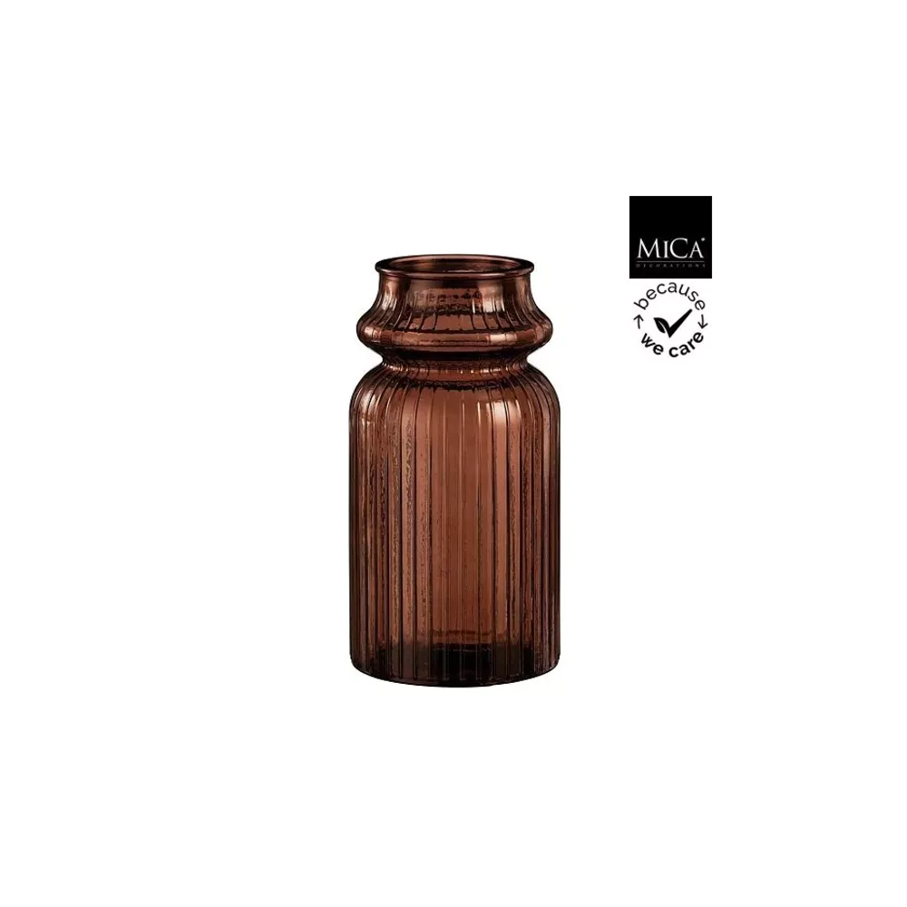 MICA Rosa vaas gerecycleerd glas - 28x15cm - bruin