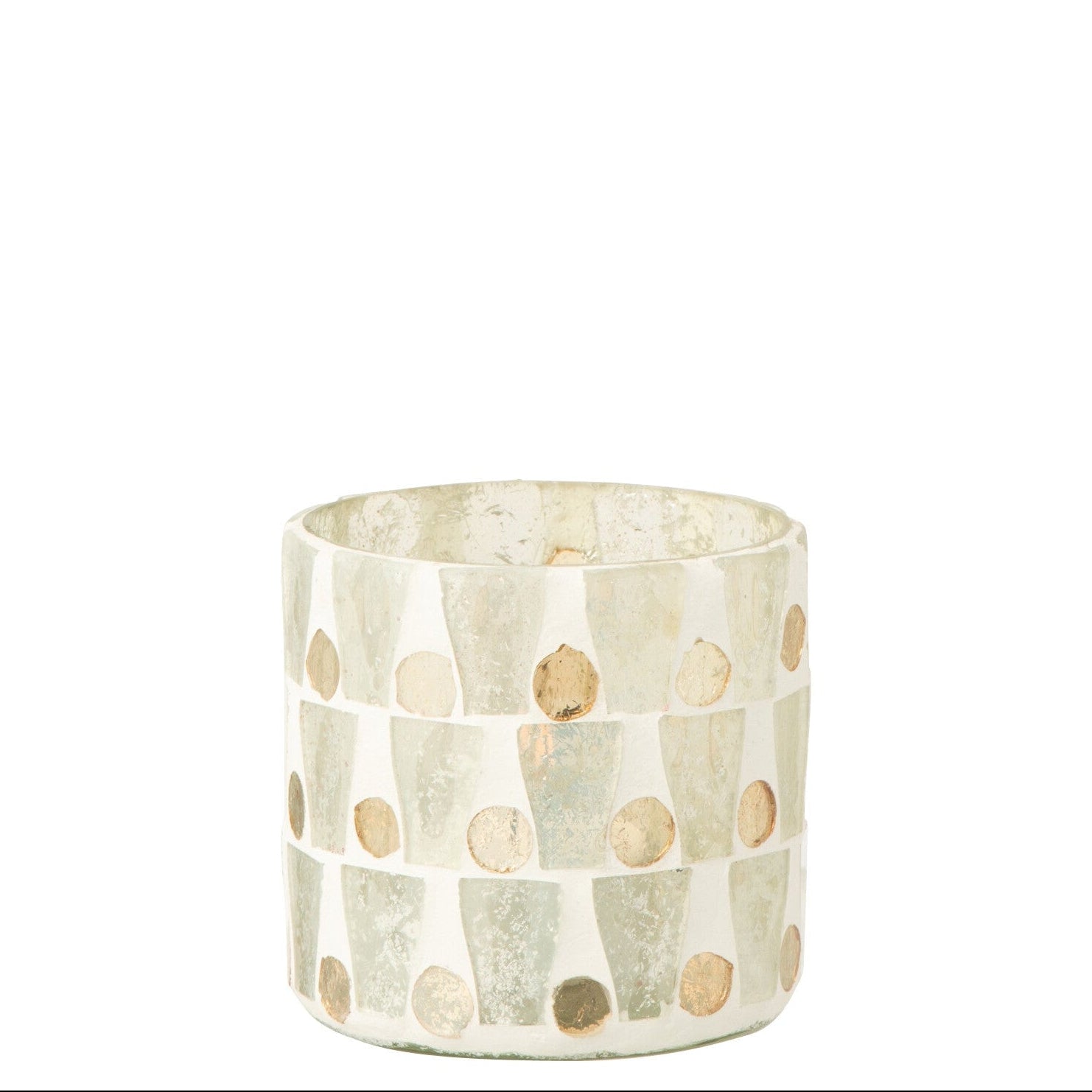 JLINE Theelichthouder cilinder - S 7,5x7,5x7,5cm - wit/ goud