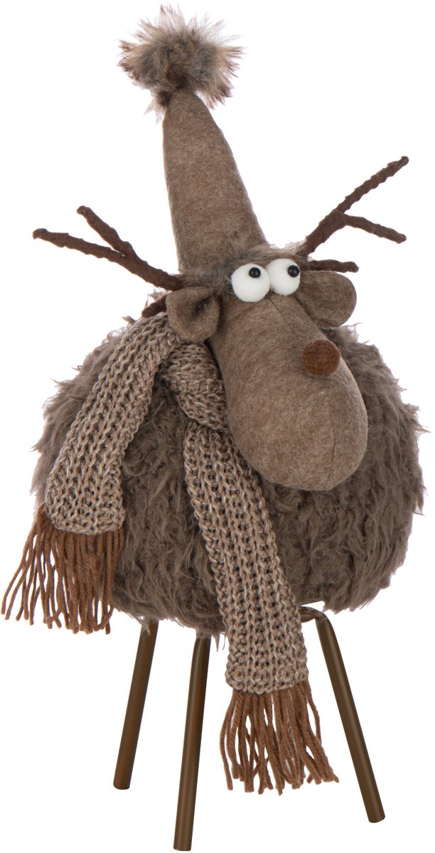 JLINE Rendier met hoed en sjaal - M 29x25x46cm - bruin
