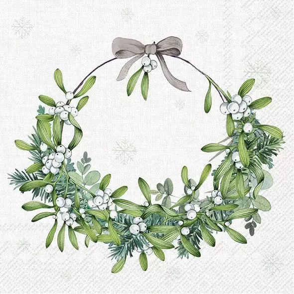 IHR Servetten 33x33cm - Mistletoe Wreath cream 3899601560
