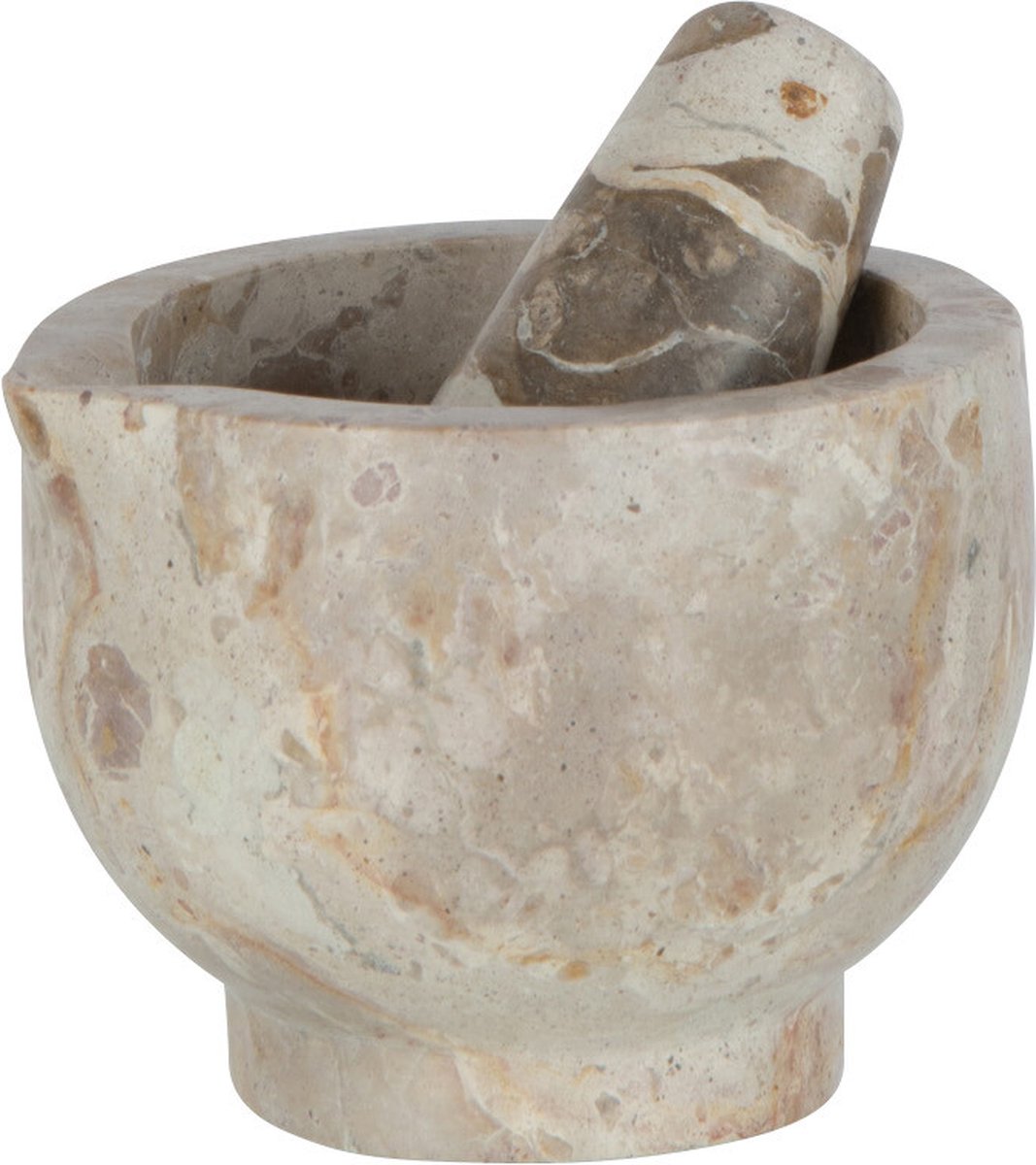 JLINE Vijzel met stamper marmer - 12,5x9cm - beige