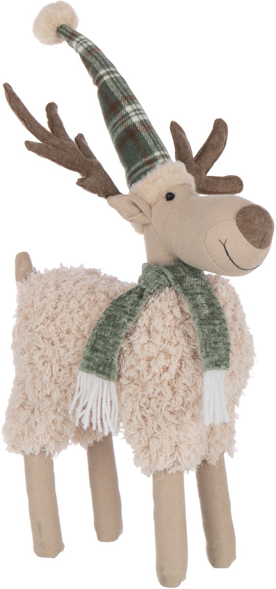 JLINE Eland met sjaal - L 31x14x63cm - wit/ groen