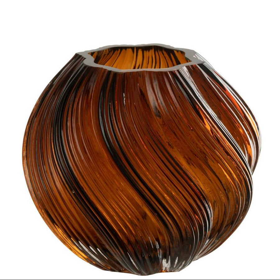 JLINE Carol vaas glas - S 18x18x16cm - bruin