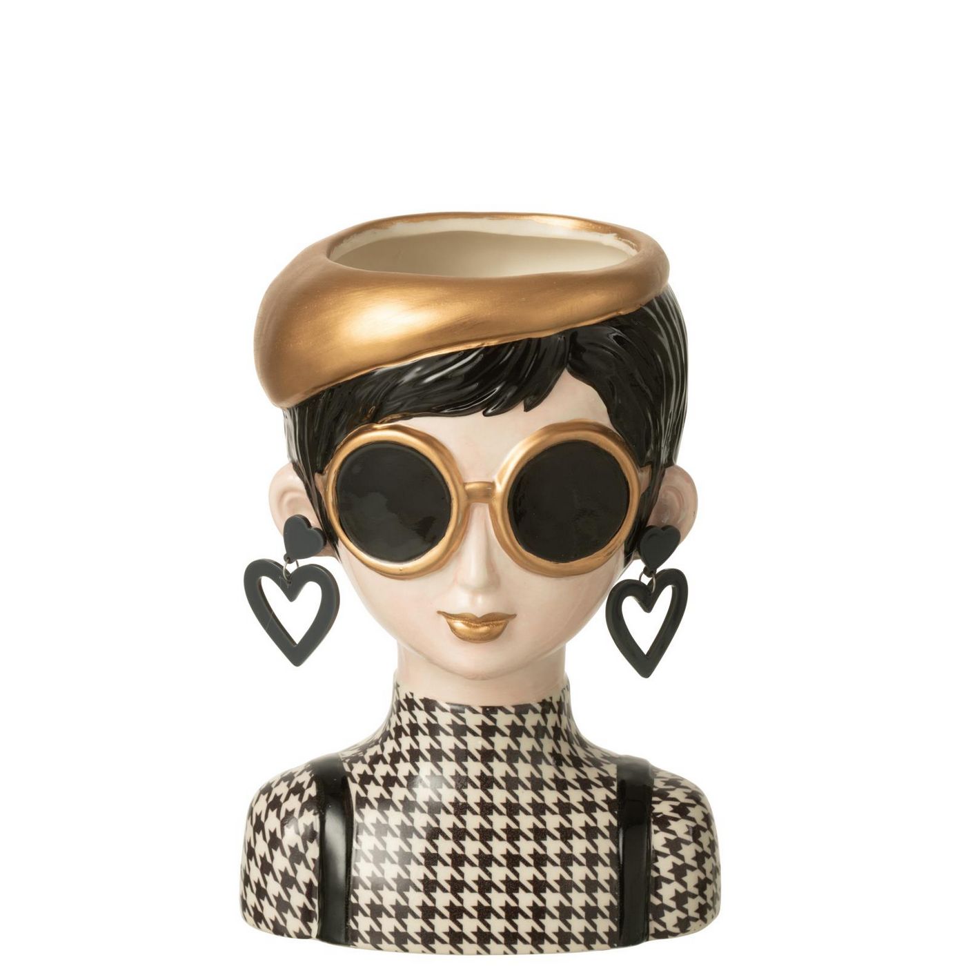 JLINE Margo pied-poule vaas keramiek - 16x13,5x23,2cm