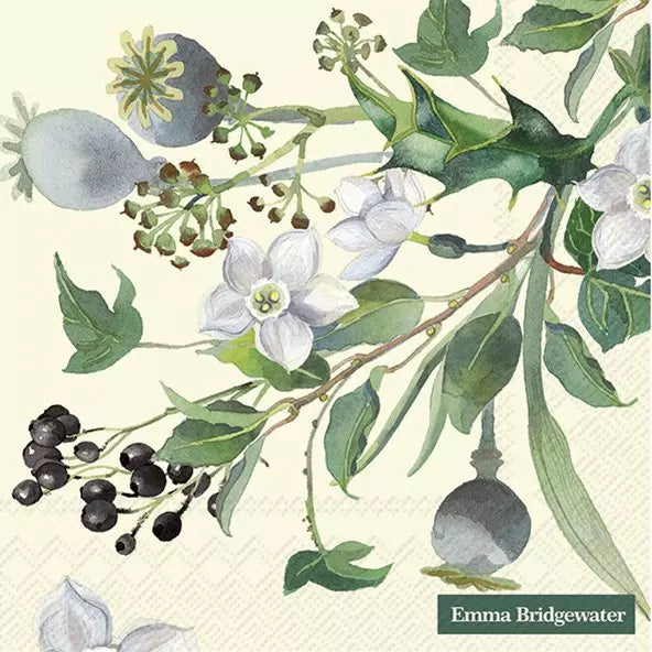 IHR Servetten 33x33cm - Winter Flowers cream 3942601160