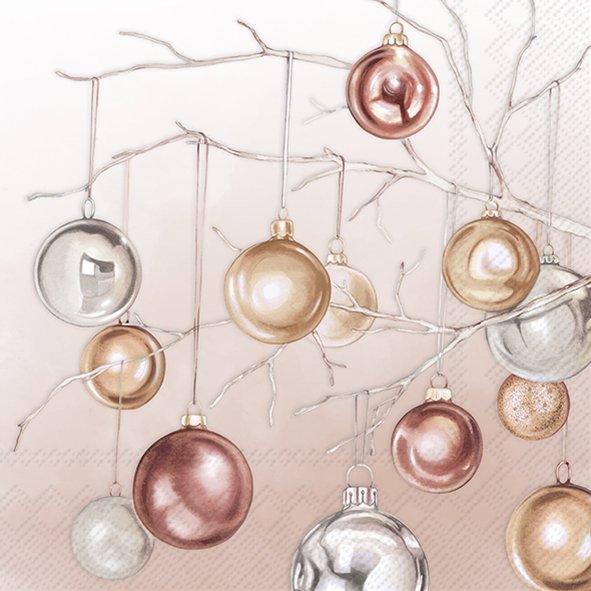 IHR Servetten 33x33cm - Copper Baubles