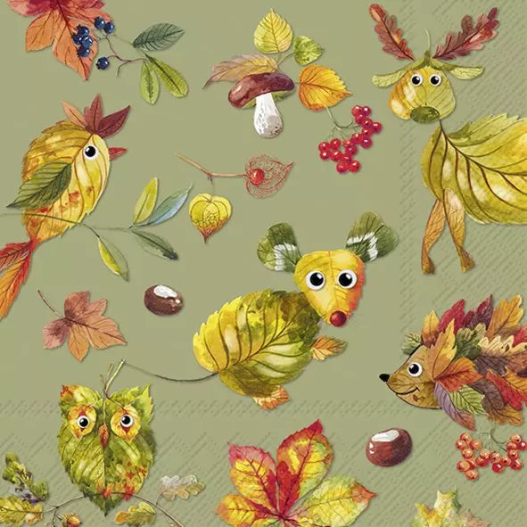 IHR Servetten 33x33cm - Shades Of Fall green 3985001320