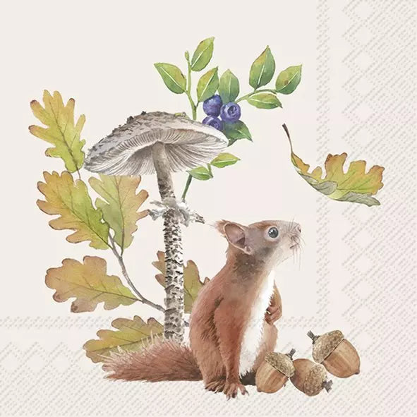 IHR Servetten 25x25cm - Fall Squirrel cream
