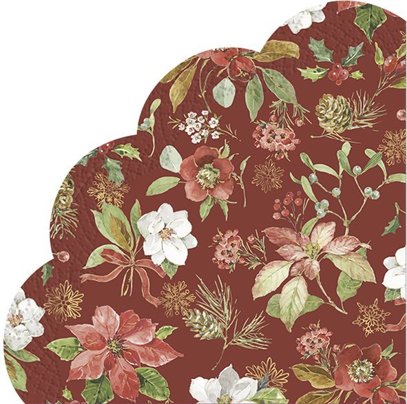 IHR Servetten rond - Poinsetta Flowers red 4081304410