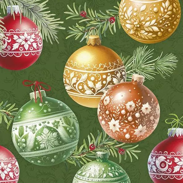 IHR Servetten 33x33cm - Christmas Bubbles green 4082201320
