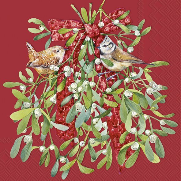 IHR Servetten 33x33cm - Birds In Mistletoe