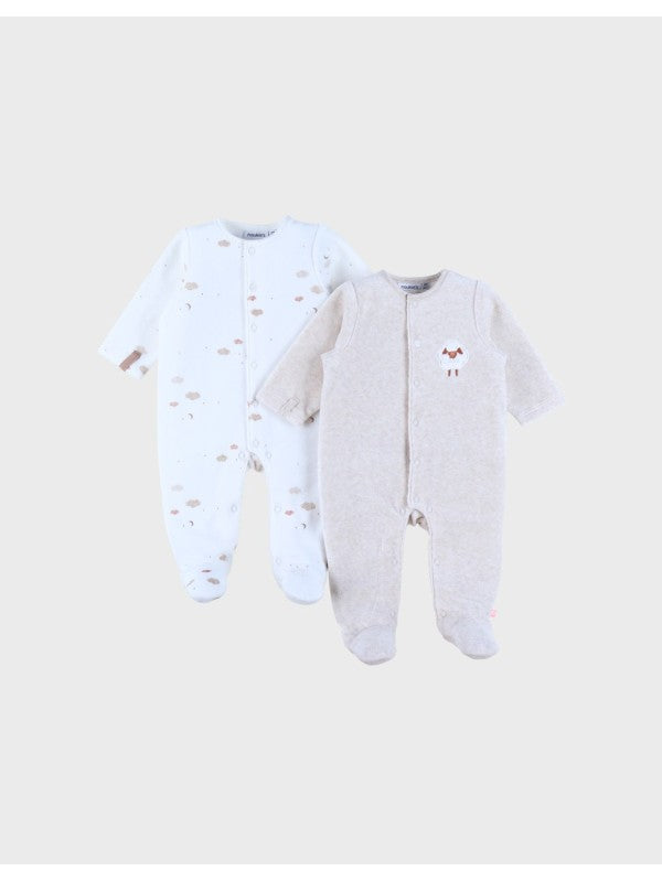 NOUKIES Fluffy pyjama 2st - fluweel - 6M