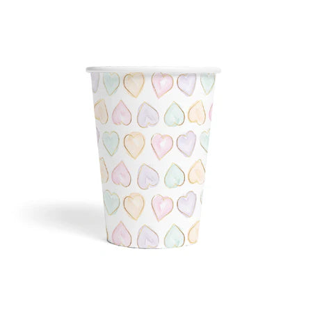 FIESTA 8 papieren bekertjes 210 ml - Watercolors Hearts