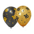 FIESTA 6 Ballonnen 30cm 3 met.goud /3 zwart '16' Golden Celebrations
