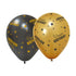 FIESTA 6 Ballonnen 30cm 3 met.goud /3 zwart - Happy Birthday Golden Celebrations