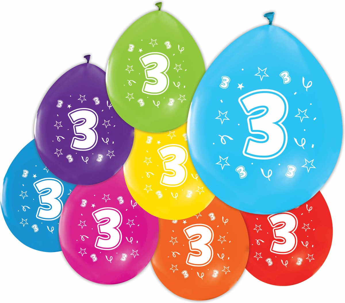 FIESTA 8 Ballonnen 12″ 2-zijdig bedrukt '3'