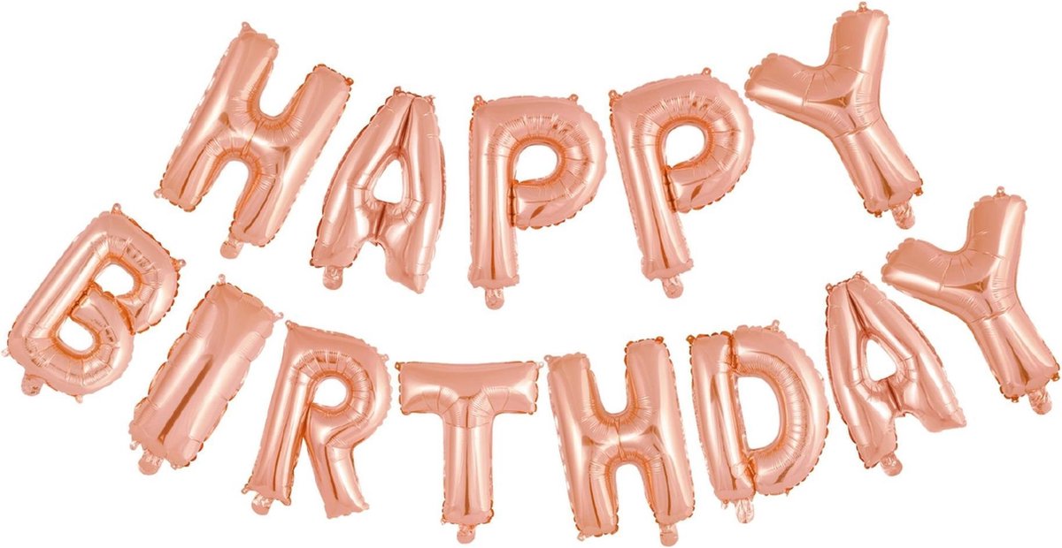 FIESTA foliebalon Happy Birthday - roségoud