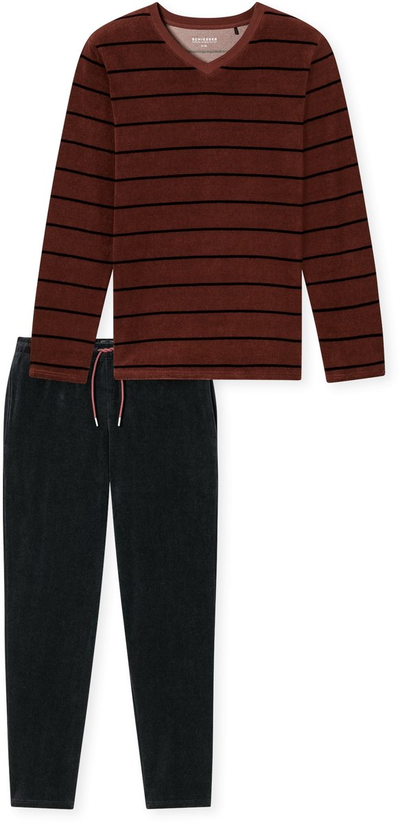 SCHIESSER Heren pyjama - wijnrood/streep - M