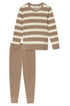 SCHIESSER Dames pyjama - taupe/streep - S