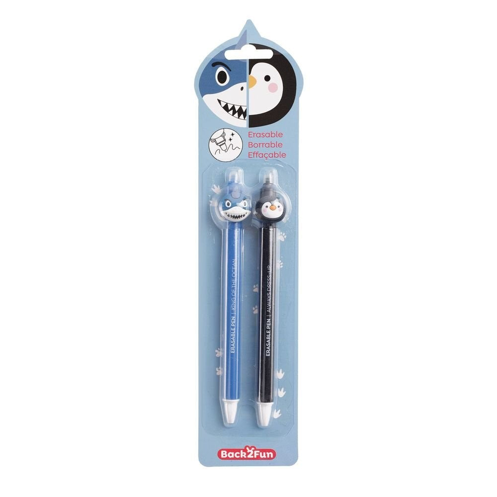MIQUELRIUS - uitwisbare gelpen "OOPS!" 2st. - Haai/Pinguin