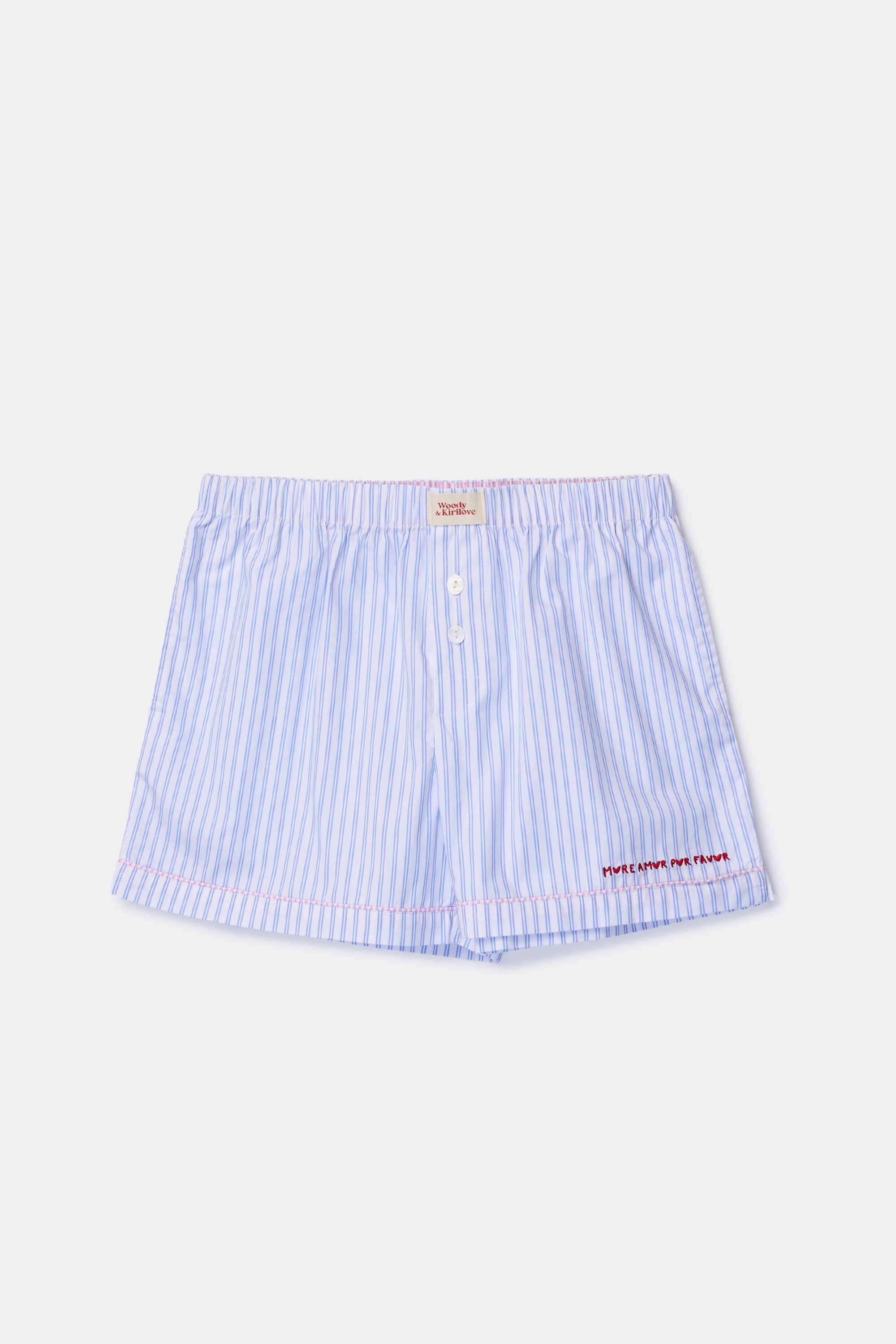 WOODY Kirilove dames shortama - blauw gestreept - XL