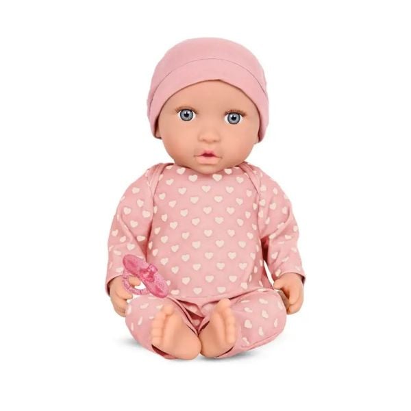 LULLABABY Pop met hartjes pyjama en muts roze - 35cm 10114679
