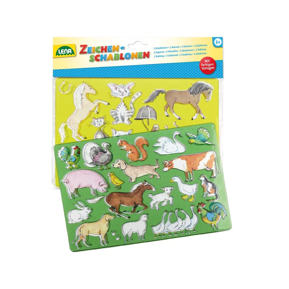 LENA Tekensjablonen - paarden en katten