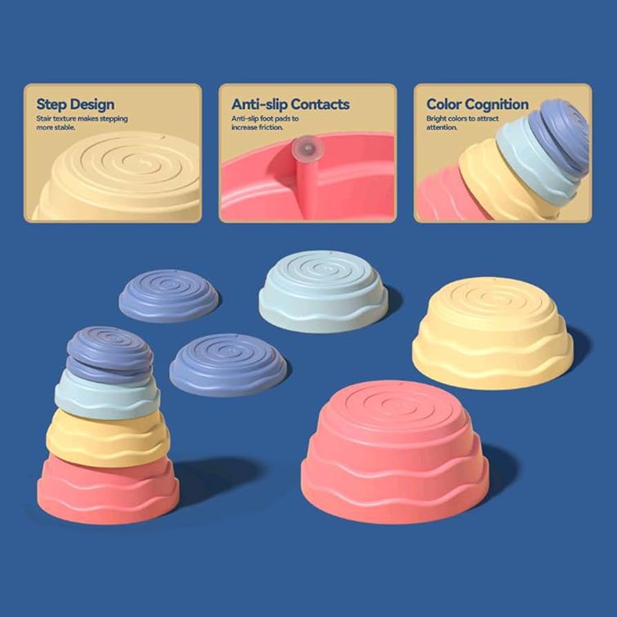 Set van 7 balansstenen anti-slip - pastel 4691767   10113074