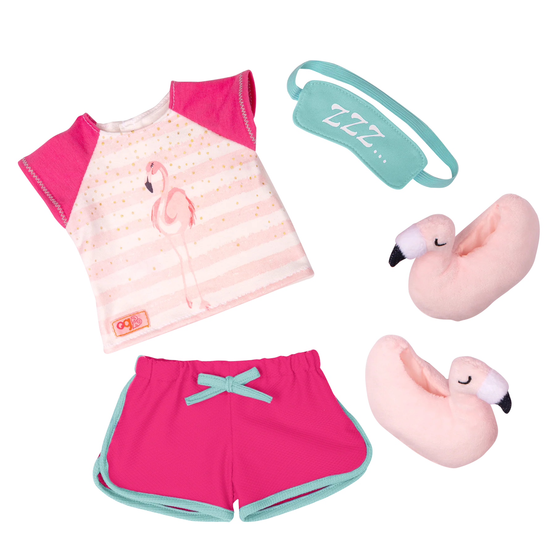 OUR GENERATION Pyjama, slaapmasker en flamingo slippers voor pop 10114695