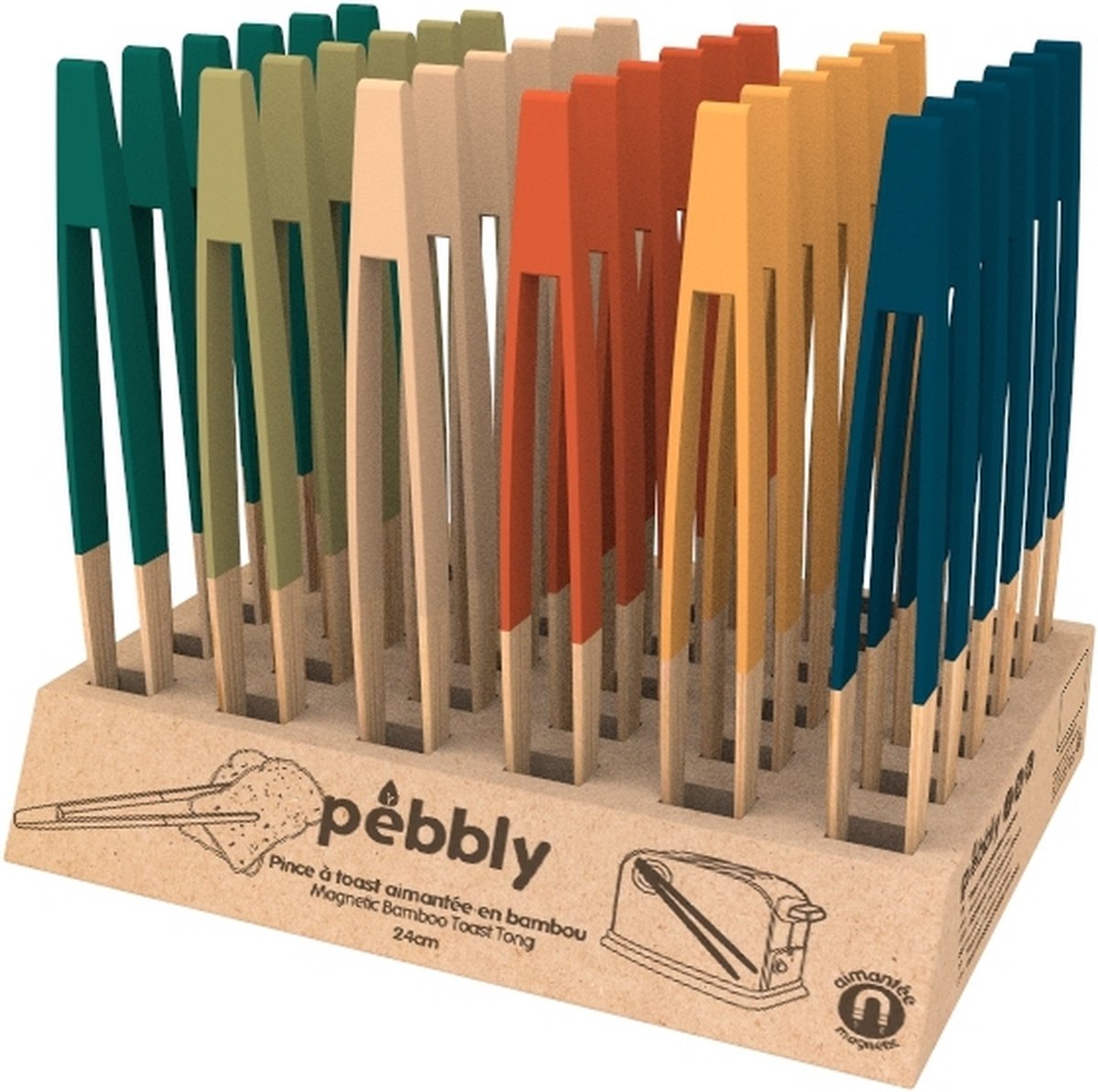 PEBBLY Toast tang bamboe 24cm - magnetische greep