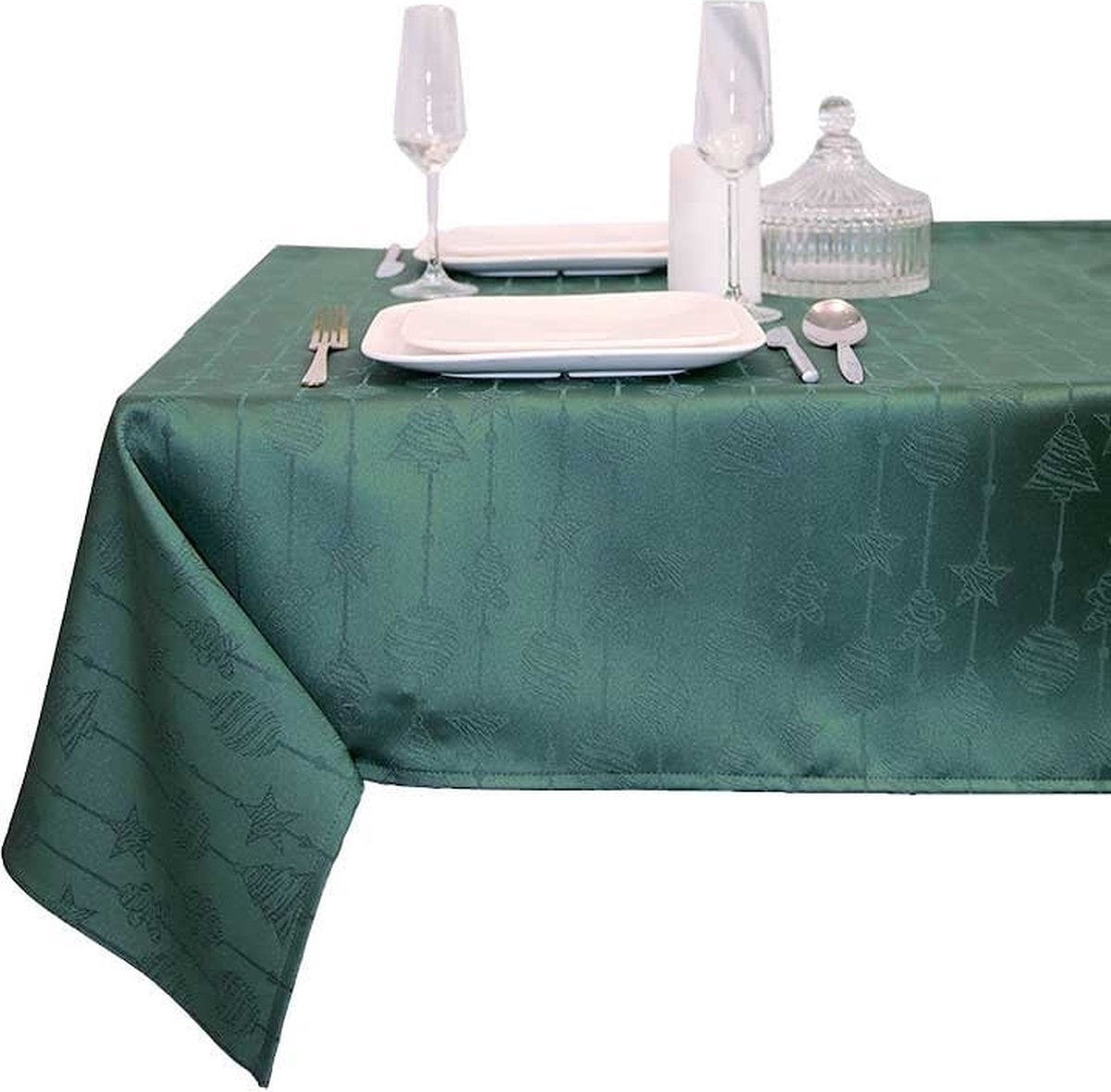 UNIQUE Raula tafelkleed - 145x250cm - dark green 8701157DGR