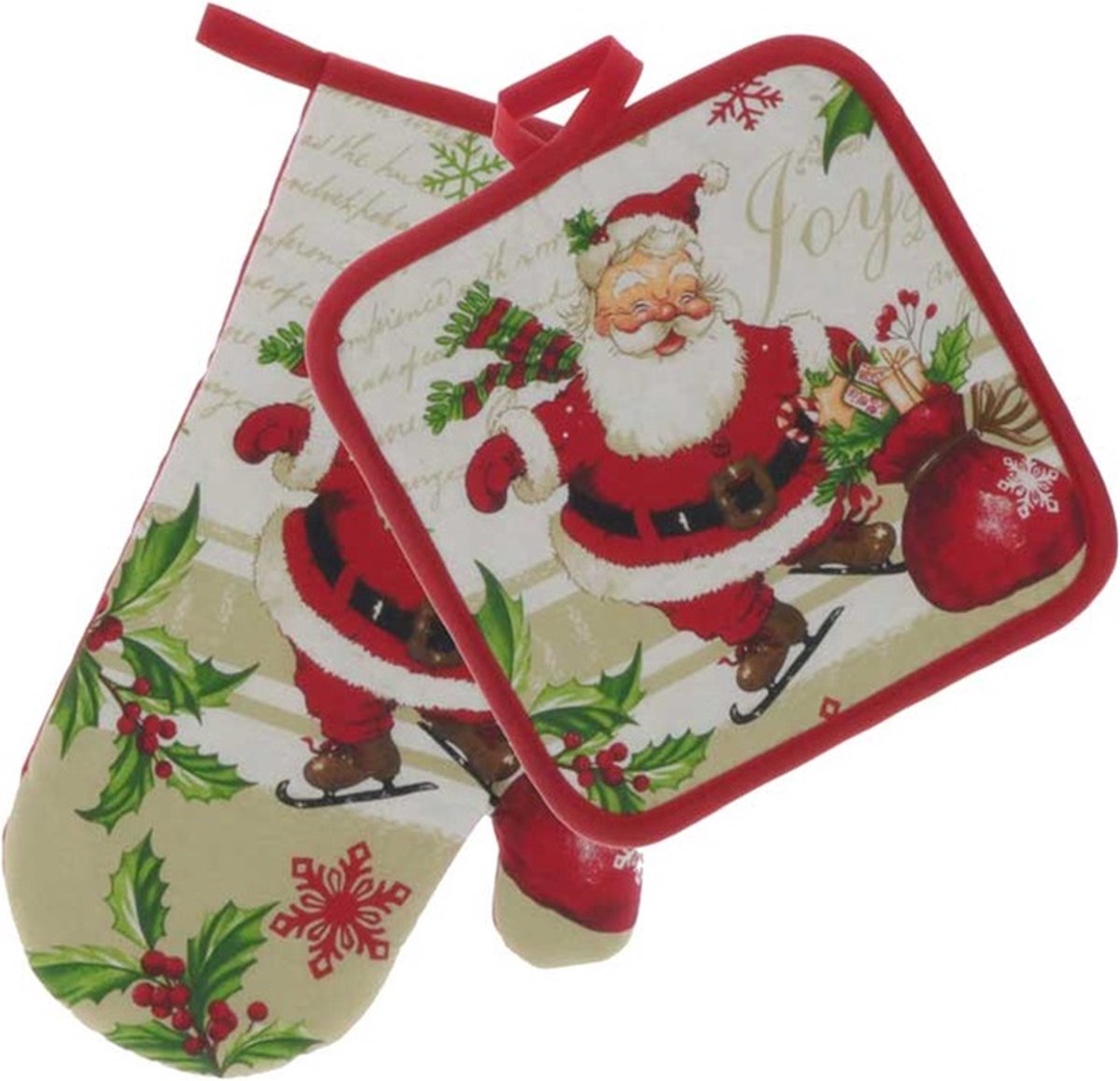 UNIQUE Jilly santa keukenset - pannenlap en ovenwant 8801059SANTA