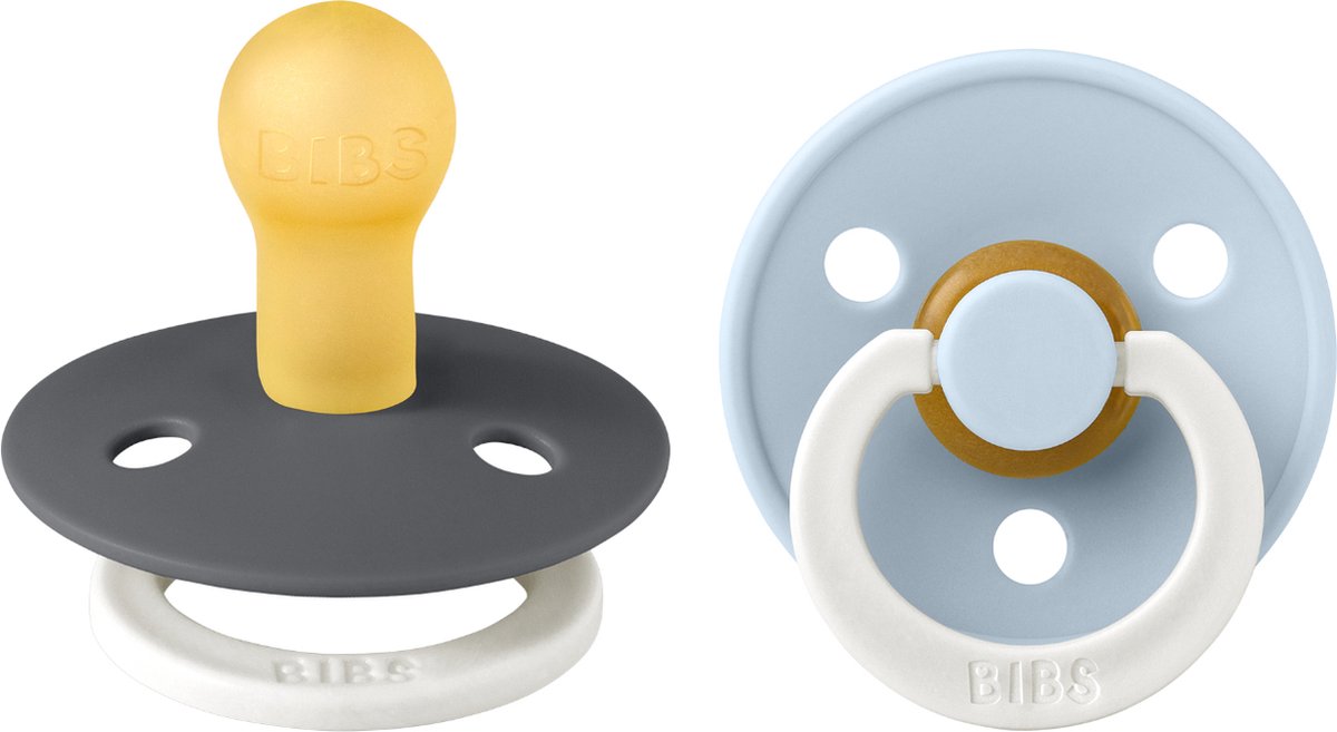 BIBS Fopspeen 2st - maat 1 - glowdark iron/baby blue