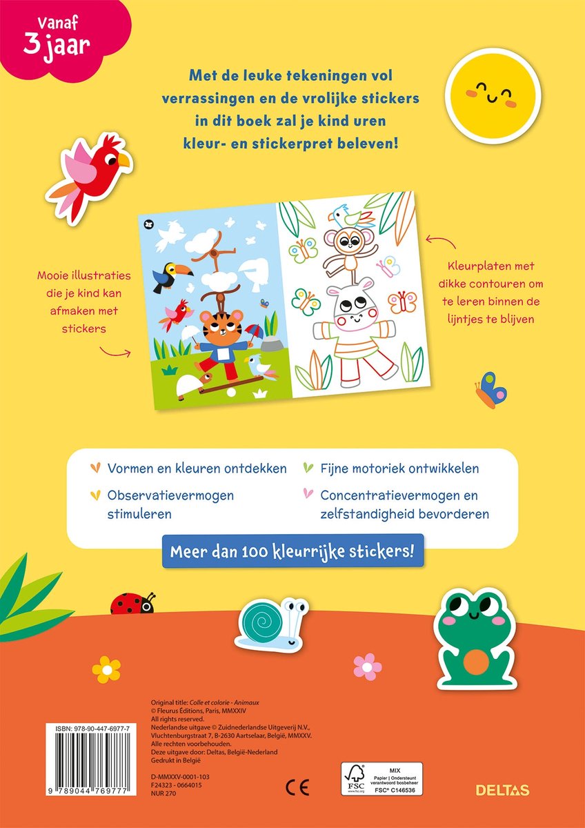 Kleur- en stickerpret - Vrolijke dieren (vanaf 3 jaar)