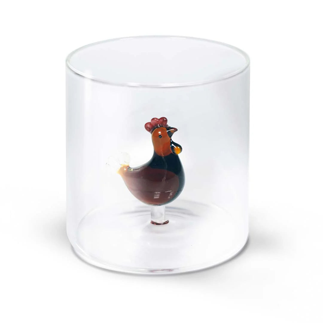 WD Glas 250ml in borosilicaat glas - kip deco