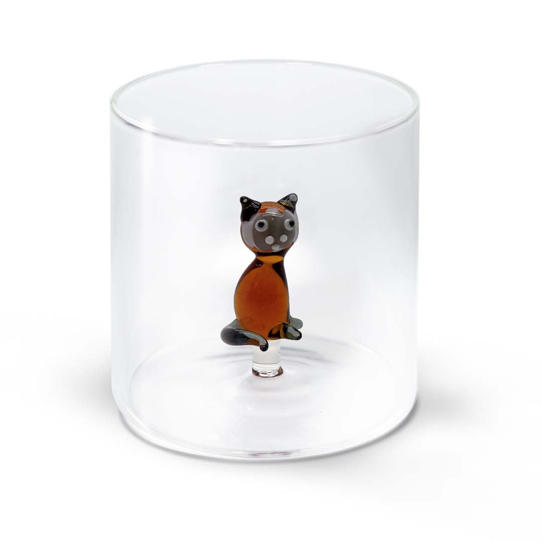 WD Glas 250ml in borosilicaat glas - siamese kat deco