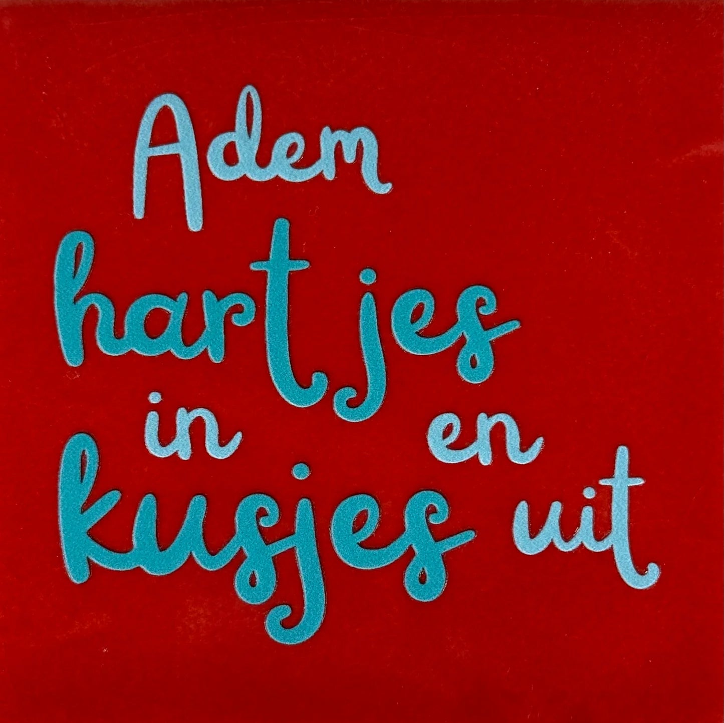 YETT Tegeltje - Adem hartje in en kusjes uit - rood/blauw