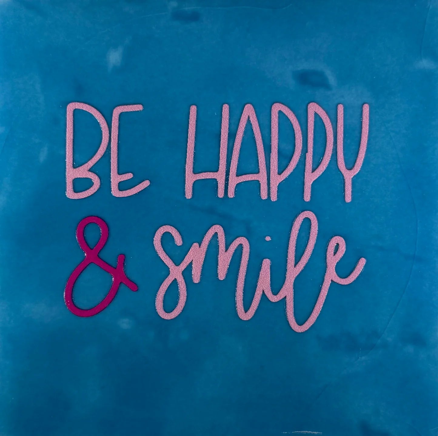 YETT Tegeltje - Be happy & smile - roze/blauw