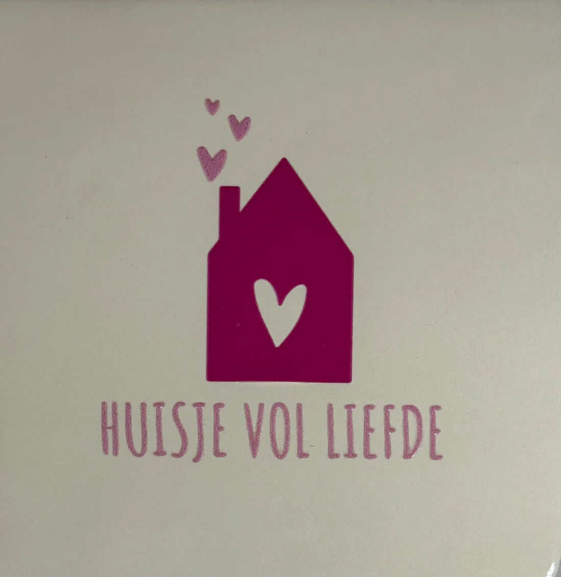 YETT Tegeltje - Huisje vol liefde - creme/roze