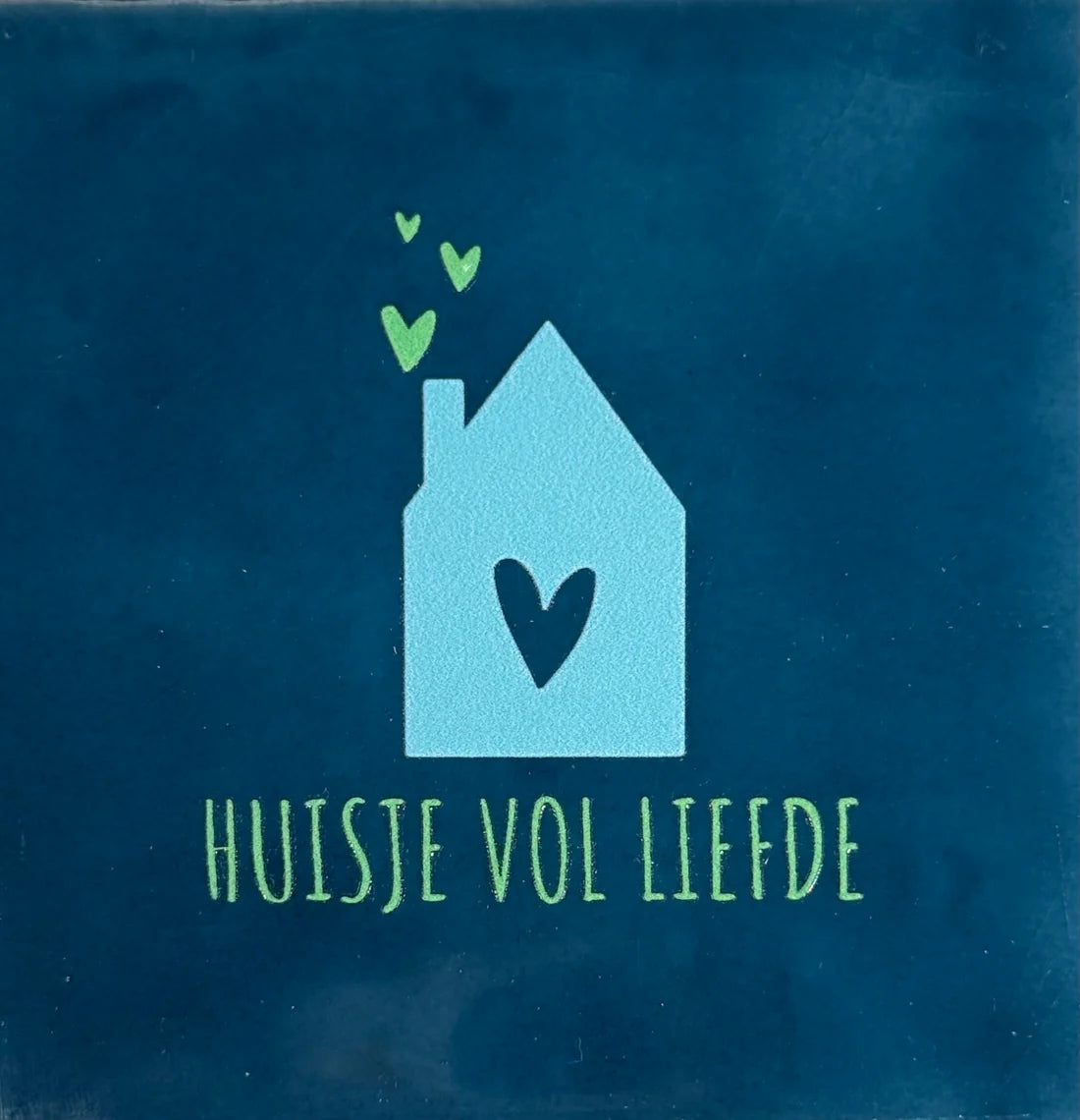 YETT Tegeltje - Huisje vol liefde - d. blauw/mint