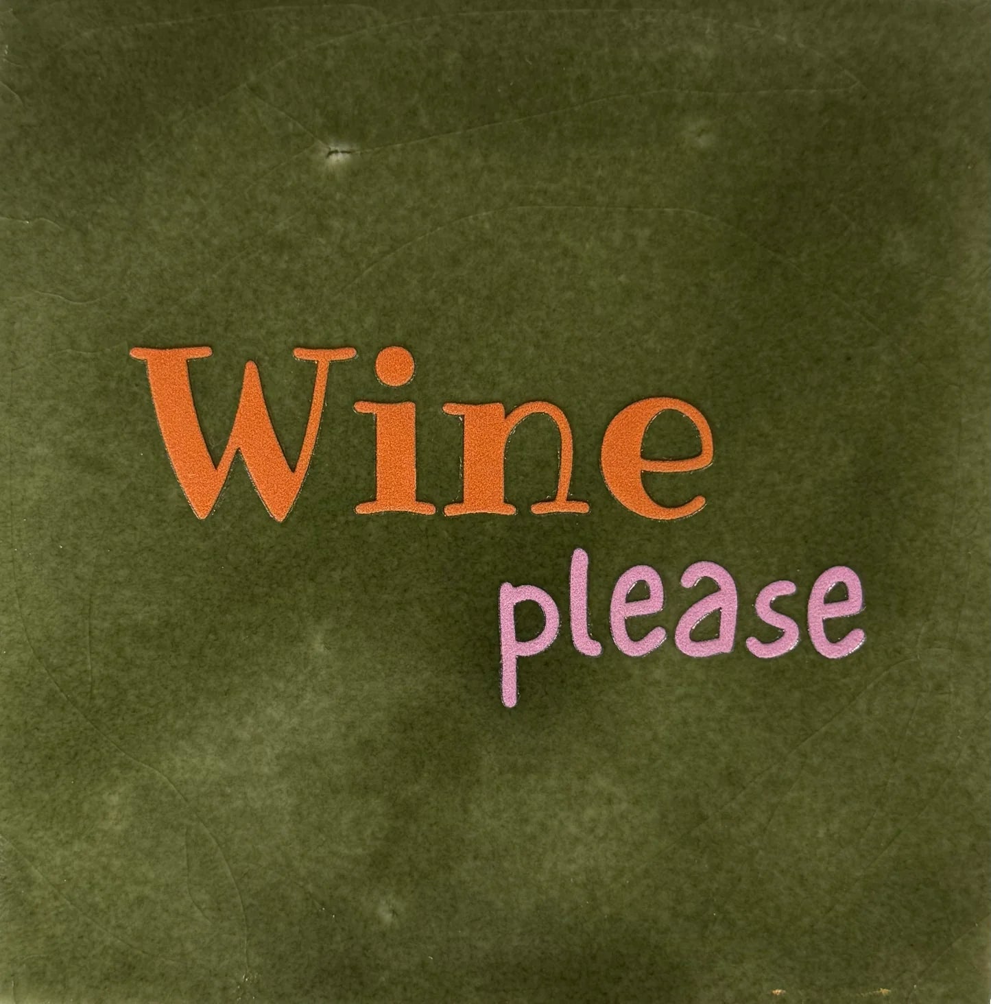 YETT Tegeltje - Wine please - olijf/oranje